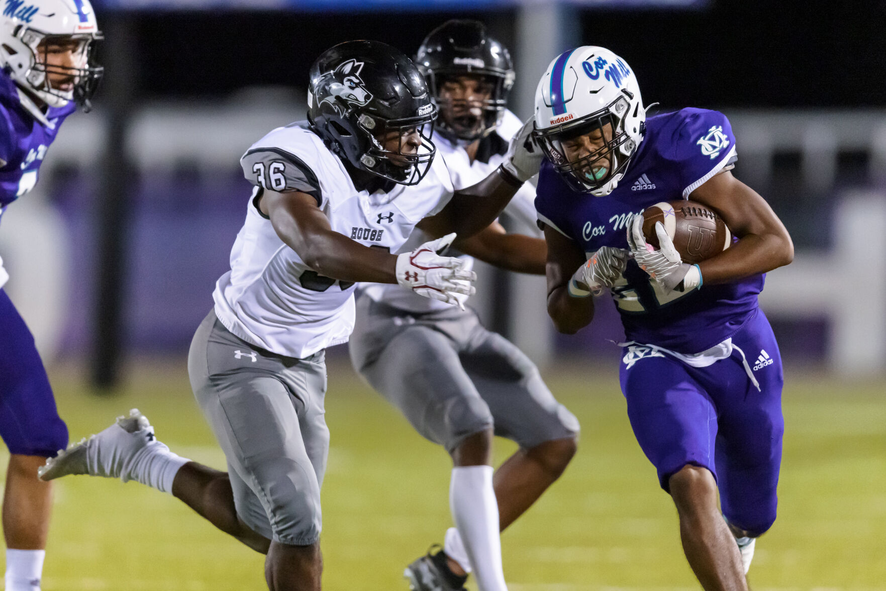 The Hough Huskey defeated the Cox Mill Chargers 48-7 on Friday night at Cox Mill High School.